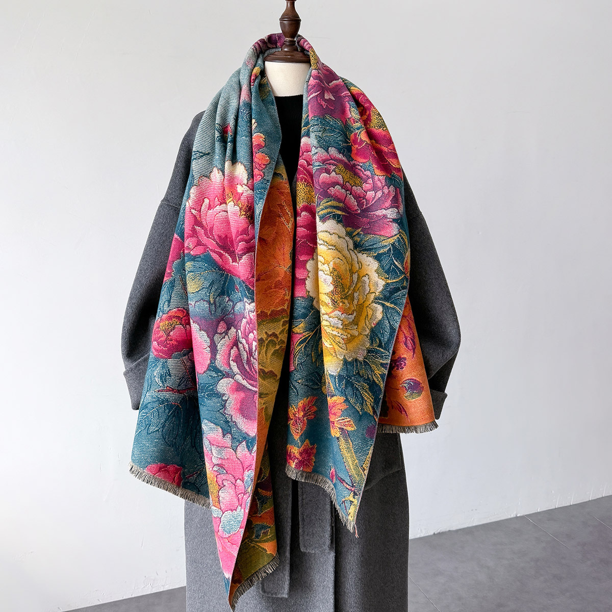 Cashmere Pashmina Wrap - Lenço de caxemira quente feminino xale