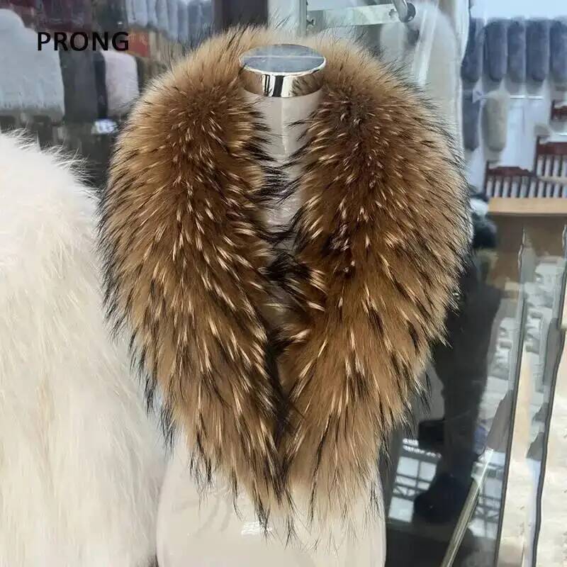 Gola de pele de guaxinim natur - Shawl Wrap Winter avaliação e preço