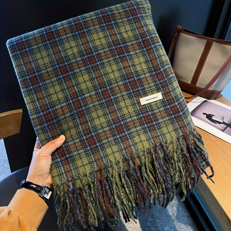 Vintage verde xadrez borla cac - Cashmere Pashmina Wrap avaliação e preço
