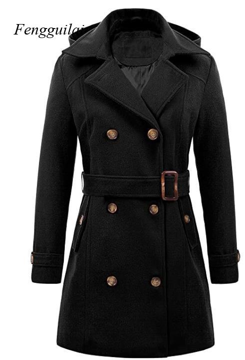 Casaco Feminino Preto com Capu - Wool Coat Peacoat avaliação e preço