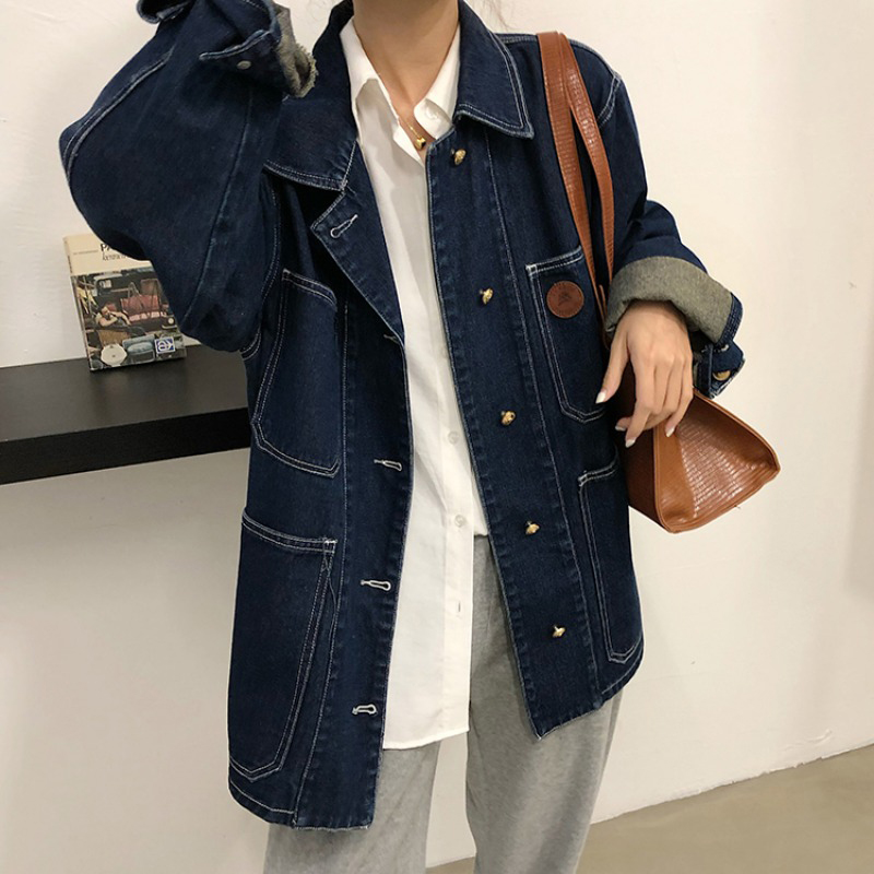 Azul escuro denim jaqueta femi - Down Jacket Packable avaliação e preço